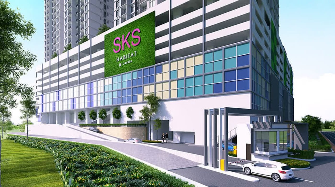 SKS Habitat @ Larkin, serviced apartments above a coloured retail podium