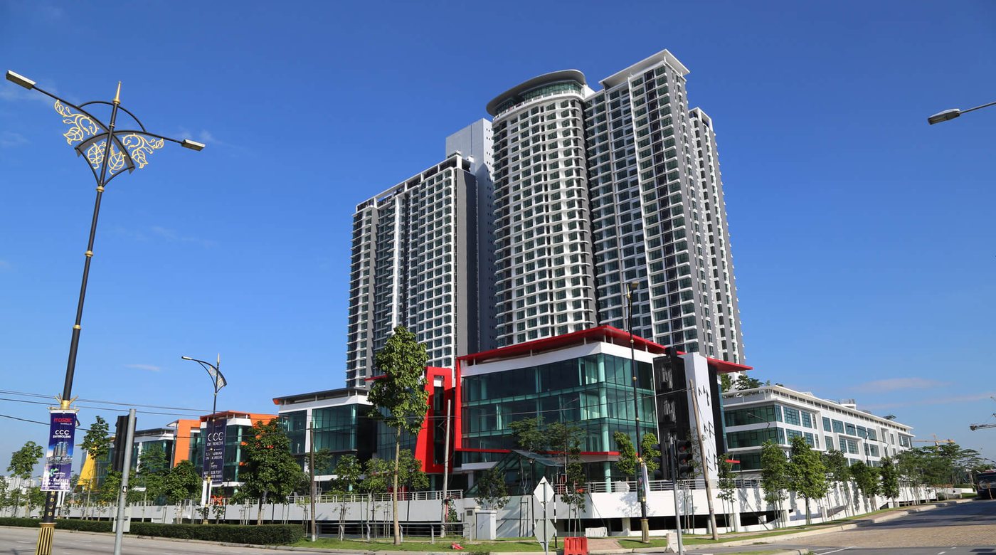 The two Mosaic @ Southkey towers above their podium in Johor Bahru