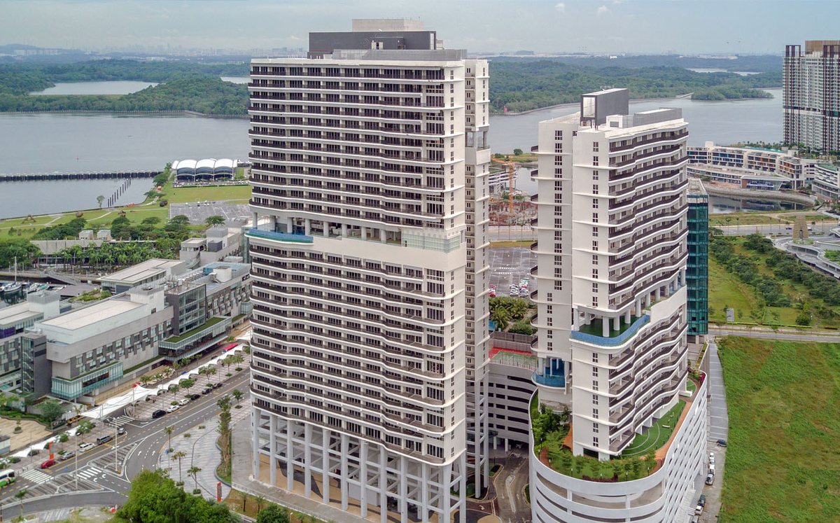 Encorp Marina's towers on the waterfront at Puteri Harbour
